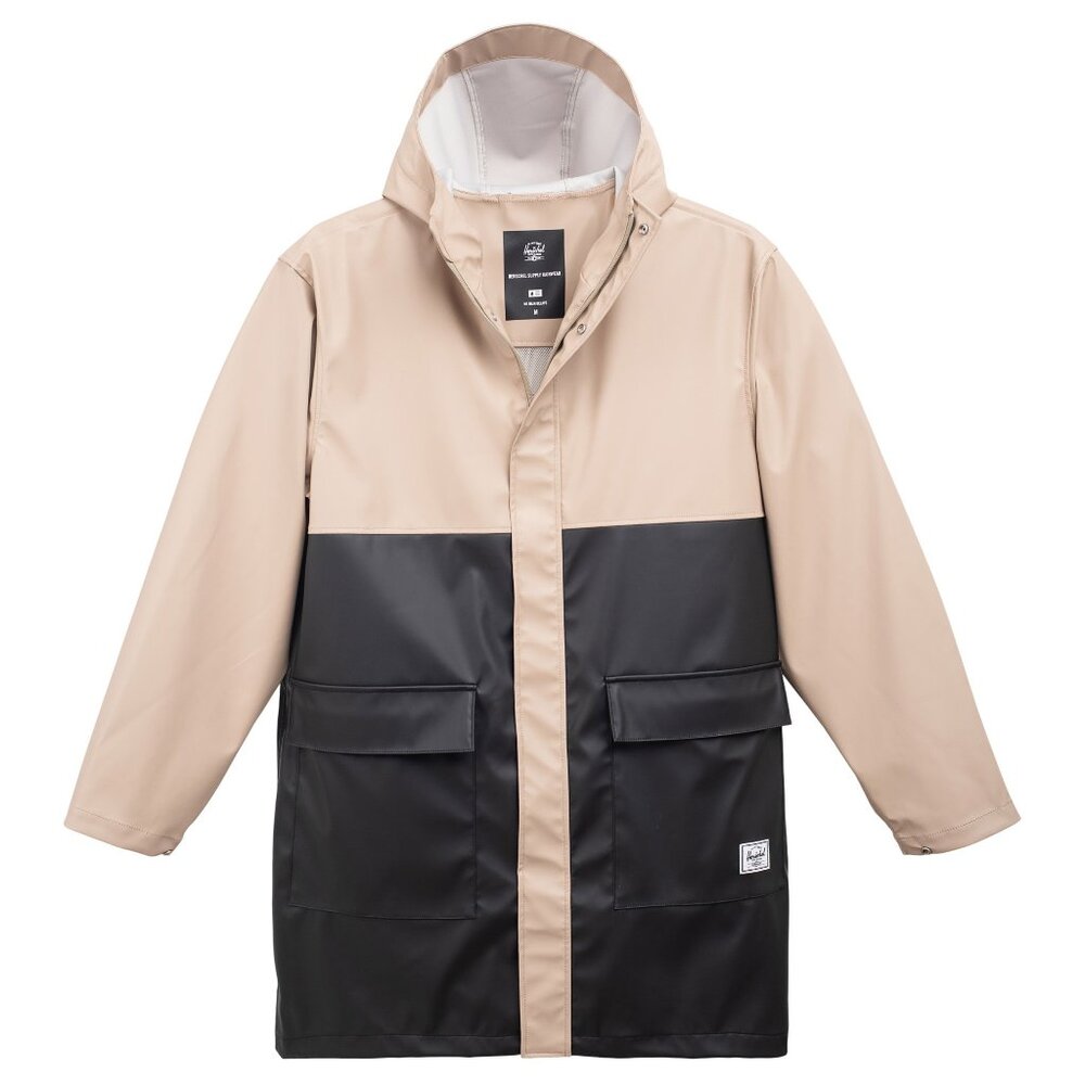 Herschel Long Classic Men's XL Black & Tan Color Block Raincoat